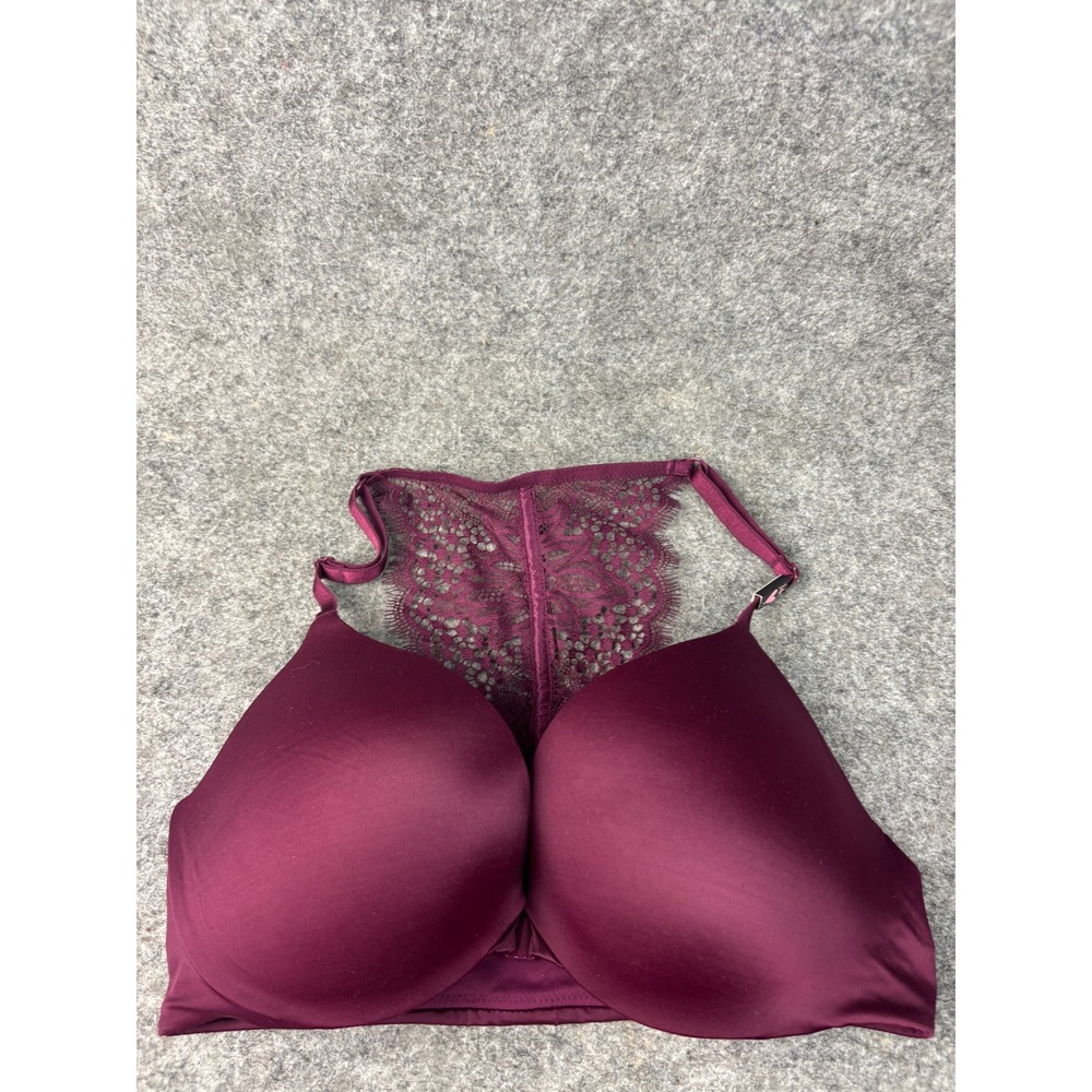 Victoria's Secret Push-Up Bra Womens 34C Burgundy Lace Racerback So Obsessed